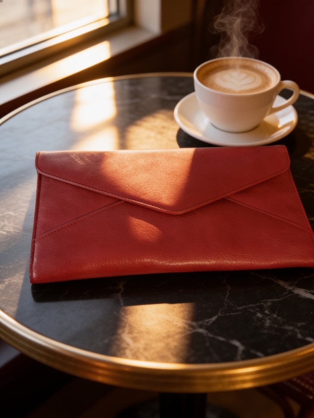 New Danier Genuine Red Leather 2-in-1 Travel Wallet & Passport Holder